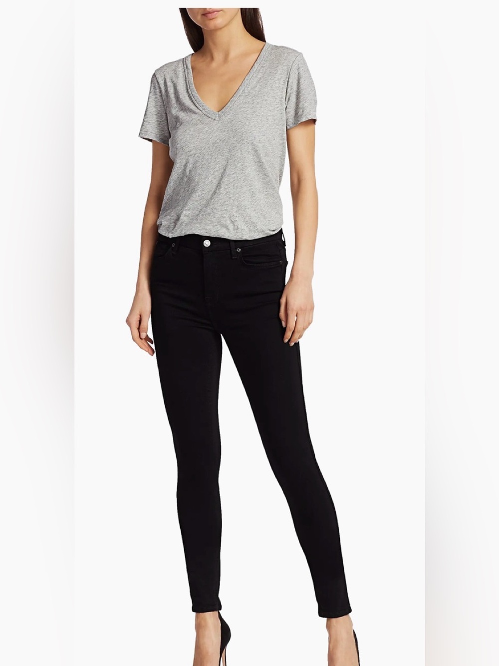 7 for all Mankind Ankle Gwenevere Black High-Rise Skinny Jeans size 29
